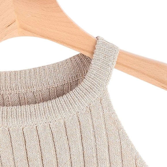 SweatyRocks Women's Knit Crop Top Ribbed Sleeveless Halter Neck Vest Tank Top - Picture 5 of 6